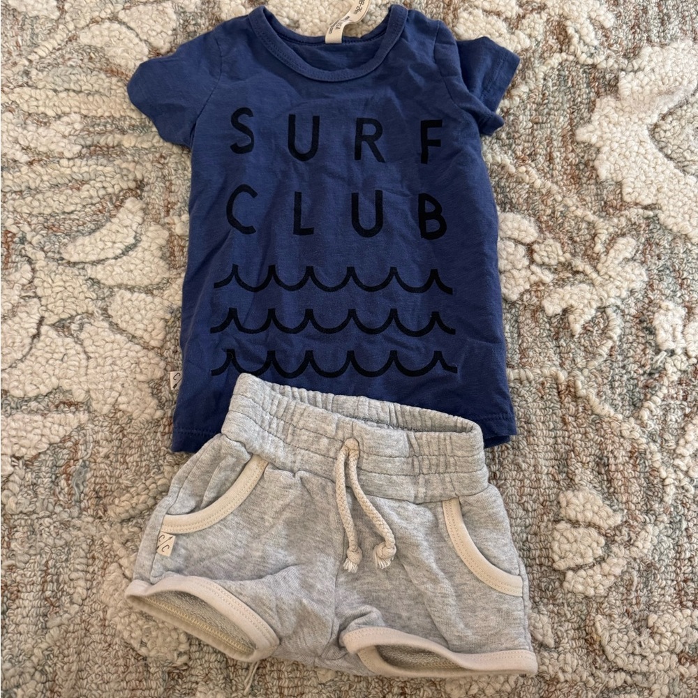 Childhoods Blue Surf Club T-Shirt and Gray Shorts Set